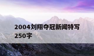 2004刘翔夺冠新闻特写250字 刘翔2004夺冠背后的故事